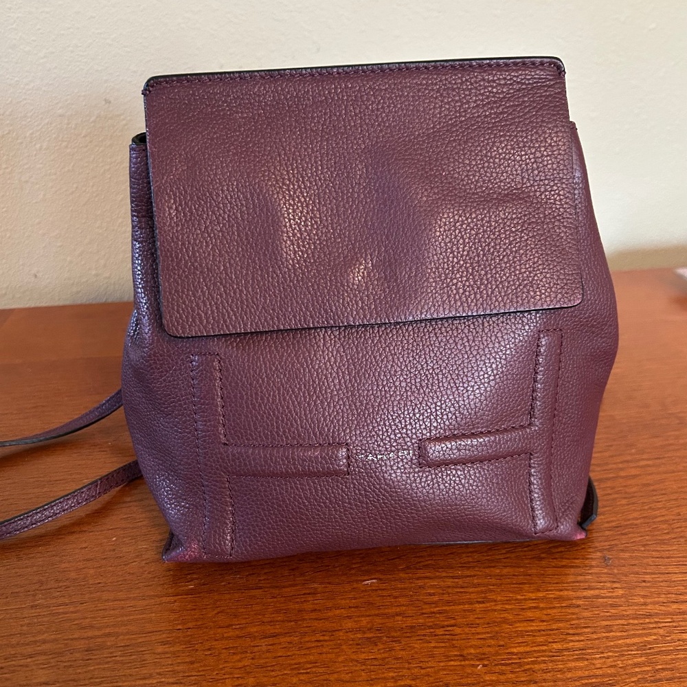 T‎ Tahari Holly Leather Small Backpack Handbag Burgandy